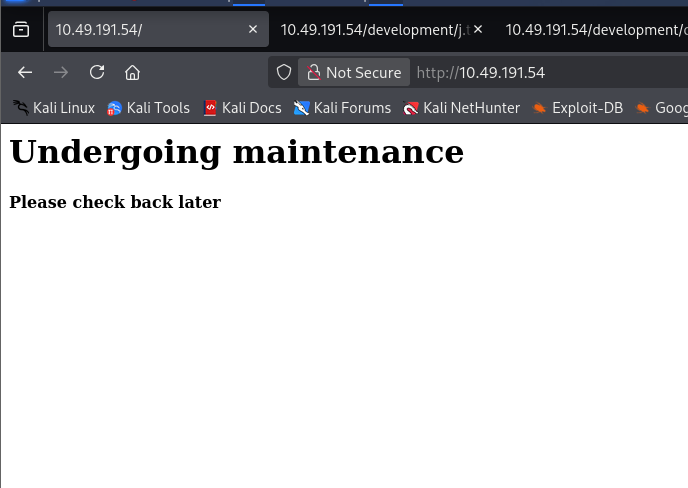 Homepage showing an "Undergoing maintenance" placeholder message