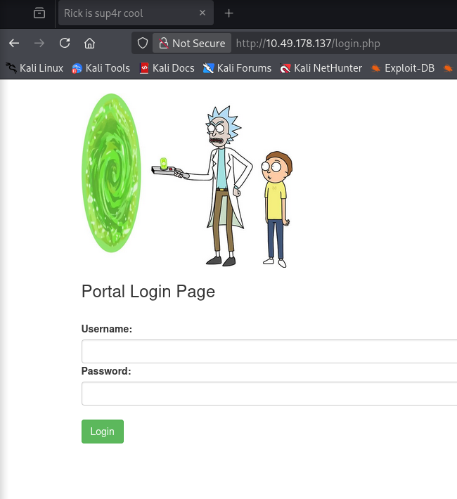 Portal Login Page with username and password fields