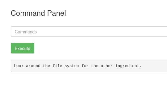 Command Panel showing clue.txt's hint to look around the filesystem