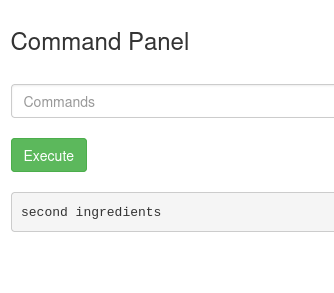 Command Panel listing rick's home directory, showing "second ingredients"